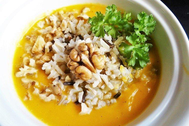 Crema de calabaza con arroz - Recetas de platos de arroz