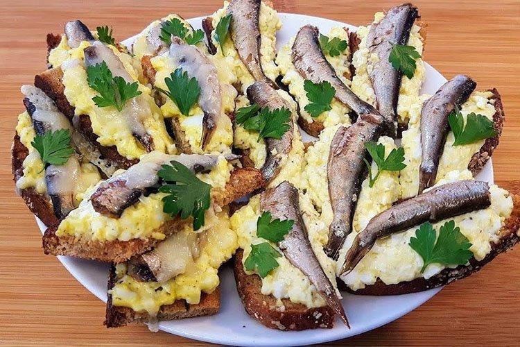 Sprat Sandwiches with Nut Topping - Recipes