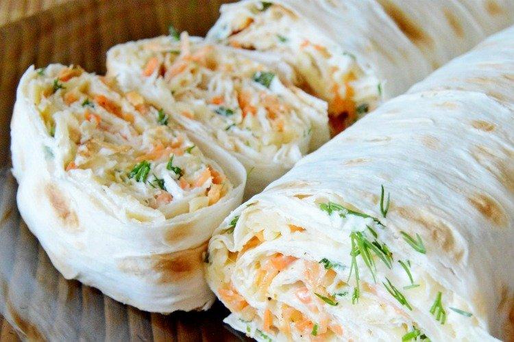 Lavash with Carrots and Processed Cheese - What to Feed Guests Inexpensively, Deliciously, and Quickly