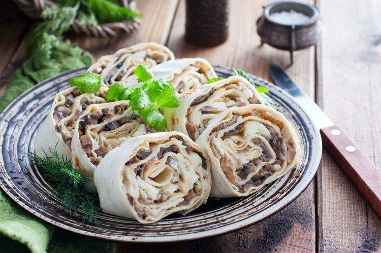 Lavash Roll with Mushrooms - Festive Table Recipes