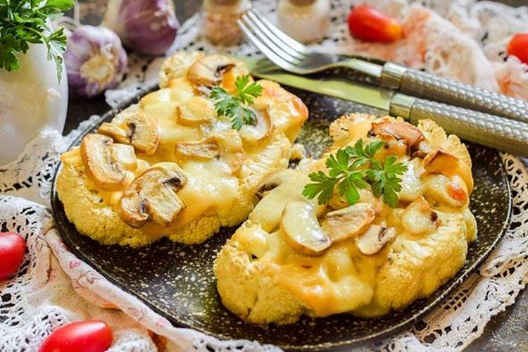 Cauliflower Sandwiches with Mushrooms and Cheese in the Oven - Recipes