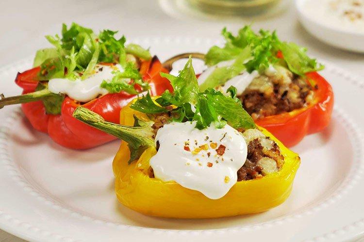 Pimiento relleno de carne picada y cebada perlada - recetas