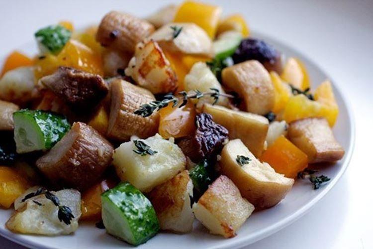 Ensalada de patata con setas ostra