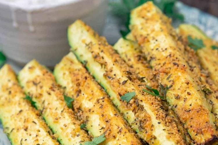 Calabacines con queso y especias al horno