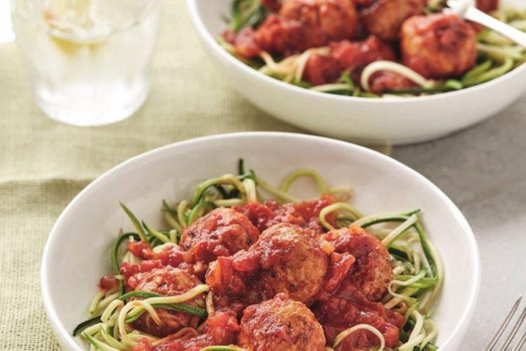 Zucchini Spaghetti with Turkey Meatballs