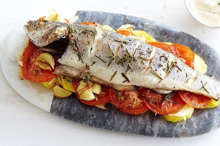 Fish with Herbs on a Vegetable Bed