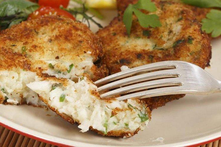 Chopped Pollock Fish Cakes with Cheese
