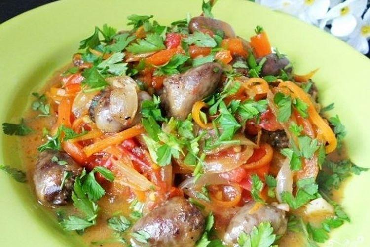 Chicken Hearts with Vegetables