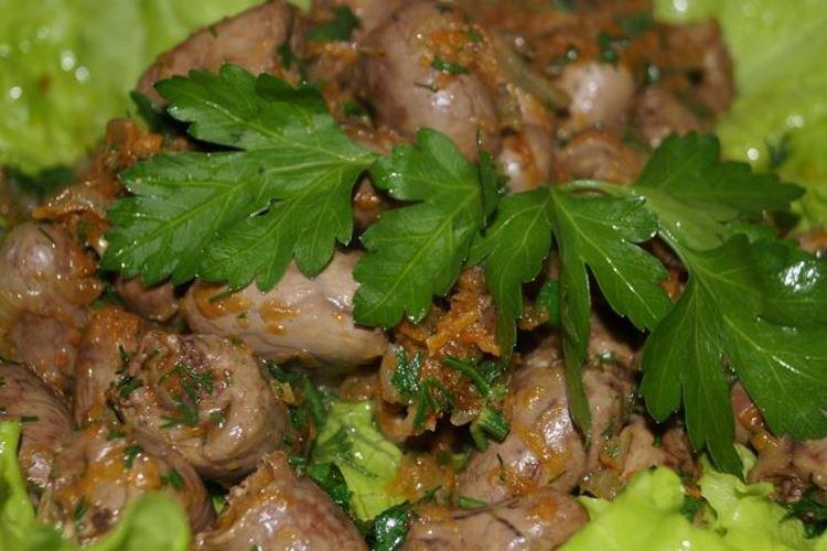 Chicken Hearts with Honey and Tangerines