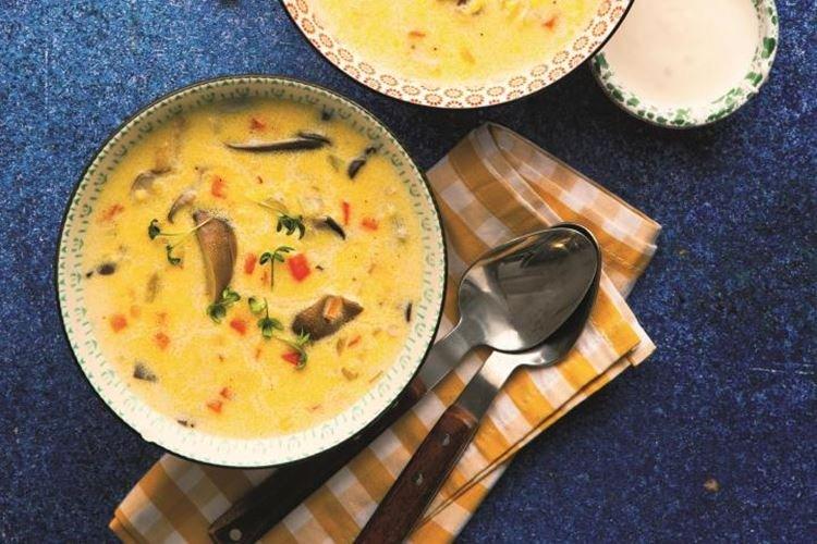 Creamy Soup with Millet and Oyster Mushrooms