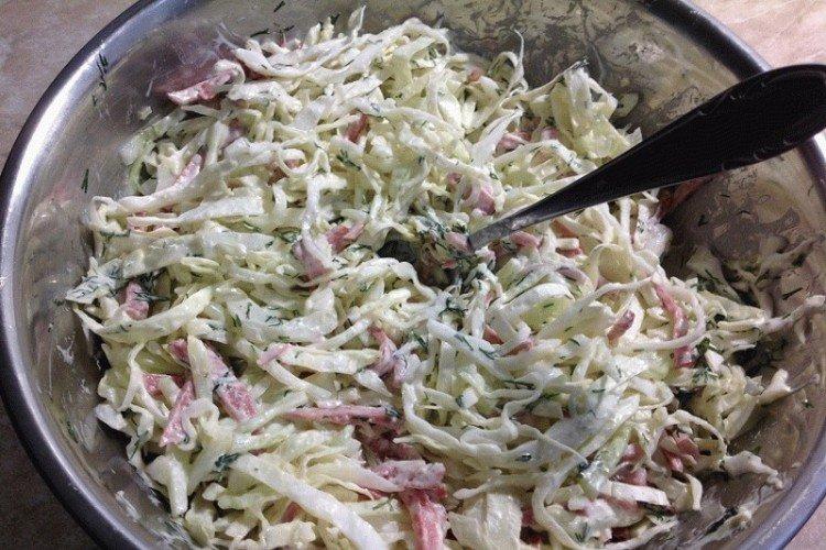 Salad with Cabbage and Sausages