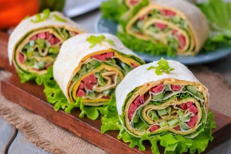Lavash Roll with Smoked Sausage