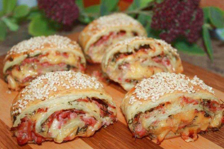Puff Pastry Roll with Sausage and Cheese