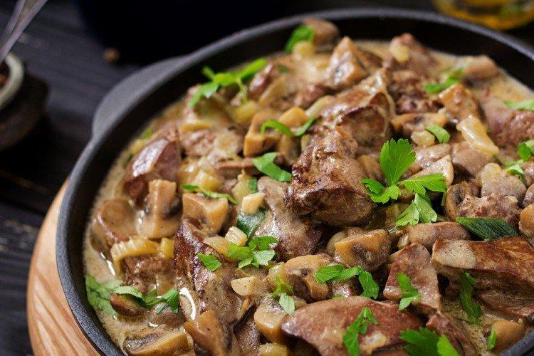Pork Liver with Mushrooms