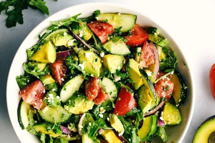 Cucumber, Tomato, Celery, and Avocado Salad