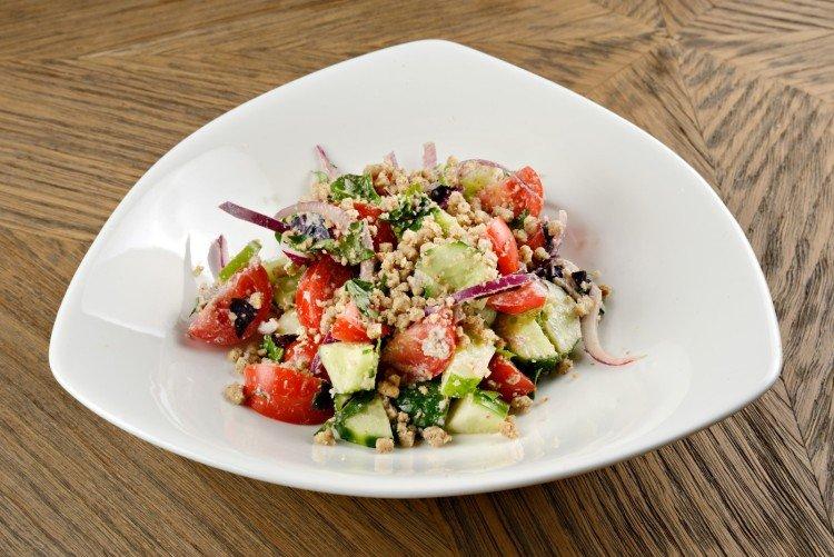 Cucumber, Tomato, and Nut Salad