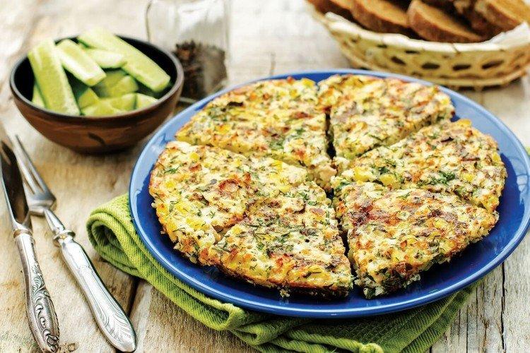Frittata with New Potatoes, Chicken, and Peas