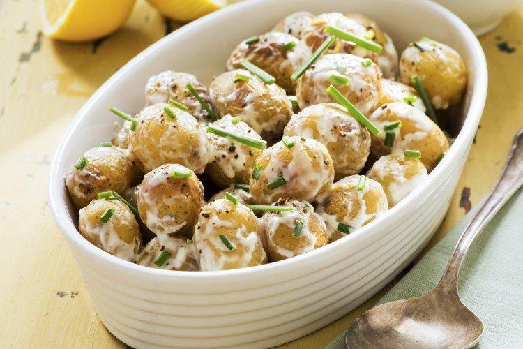 New Potatoes in Sour Cream and Horseradish Sauce