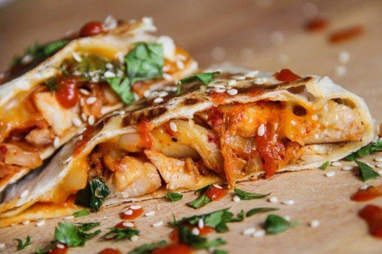 Quesadilla de pollo y berenjena