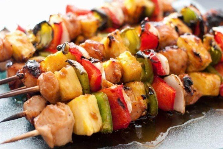 Shashlik with Vegetables in the Oven on Skewers
