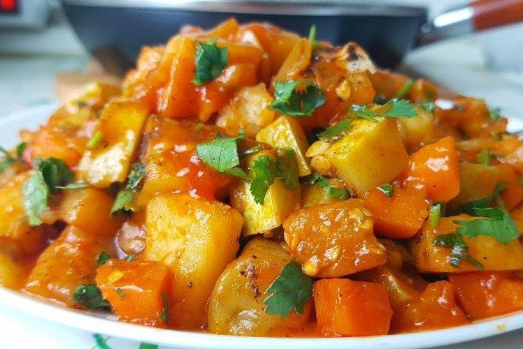 Verduras asadas con calabaza al horno
