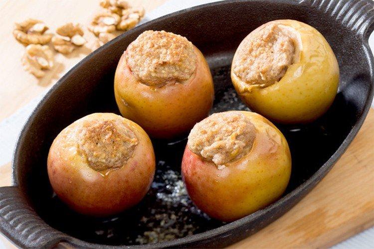 Manzanas asadas con plátano