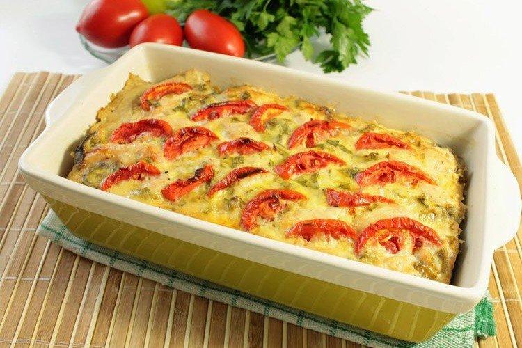Pork with Vegetables and Egg in the Oven