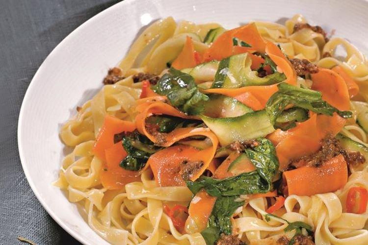 Fettuccine with Stewed Vegetables