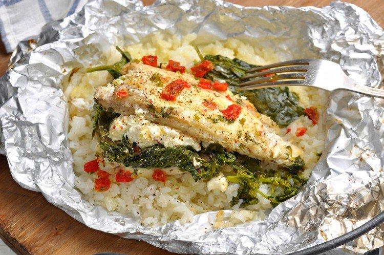 Fish with Rice in Foil