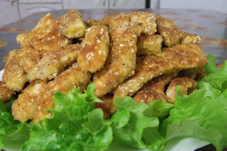 Filete de pollo rebozado con sésamo