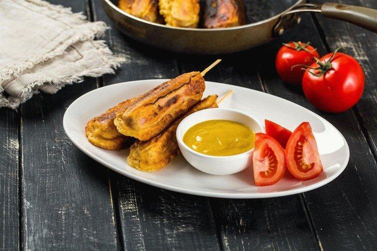 Salchichas rebozadas con mostaza