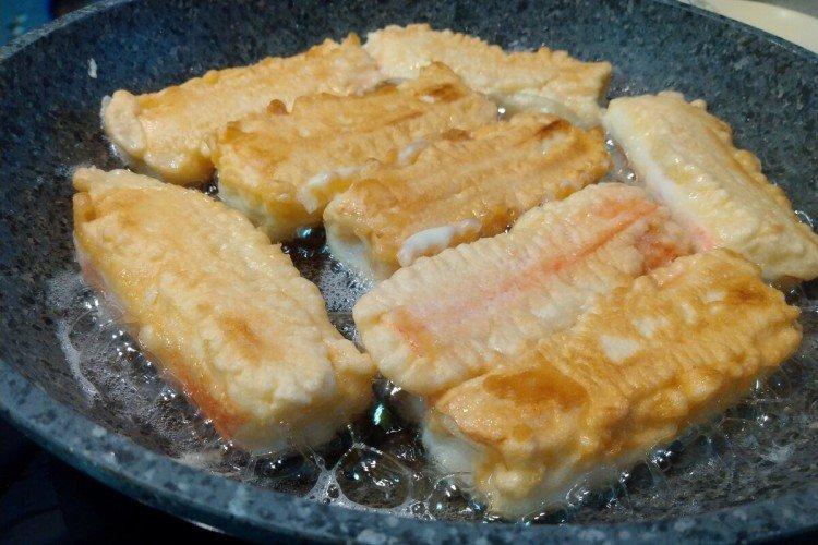 Crab Sticks with Mushrooms in Batter