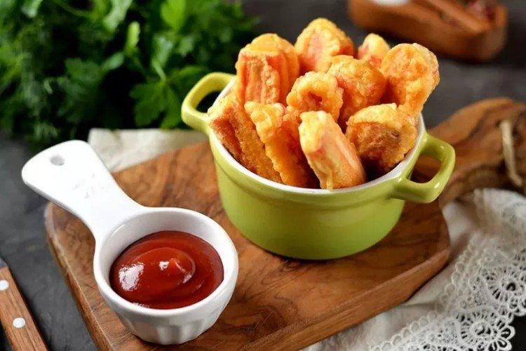 Crab Sticks with Rice in Batter