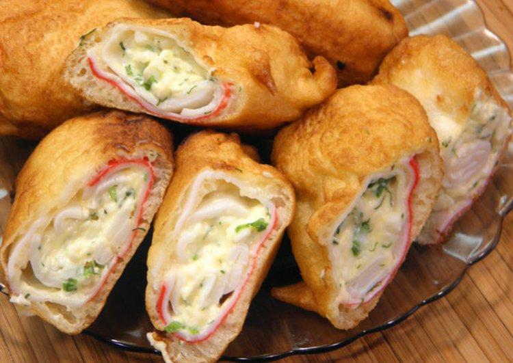 Crab Sticks with Cheese and Herbs in Batter