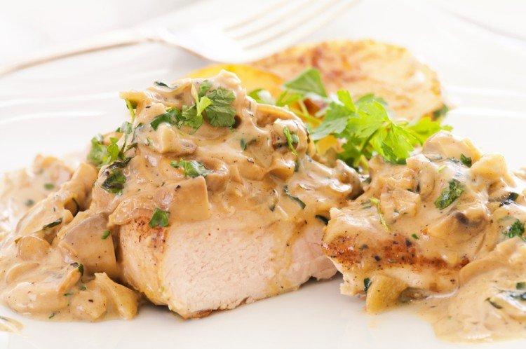 Hähnchen mit Steinpilzen in Sahnesauce