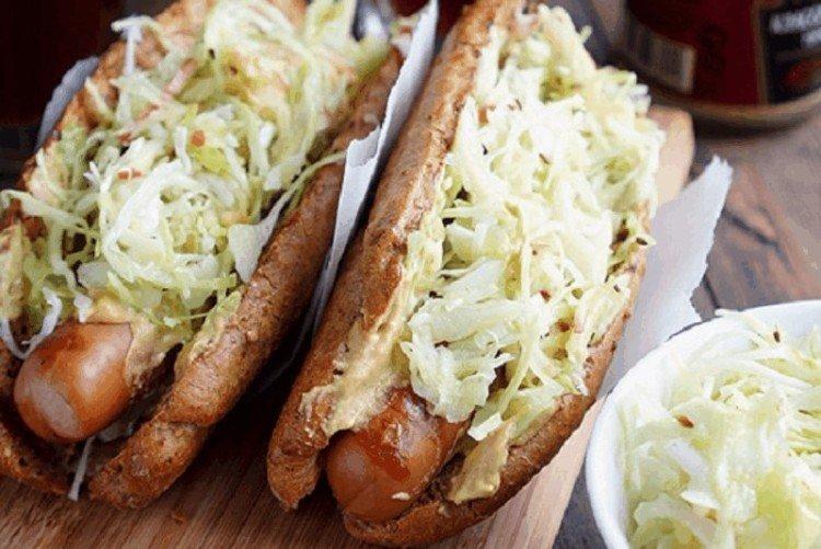 Hot Dog with Napa Cabbage
