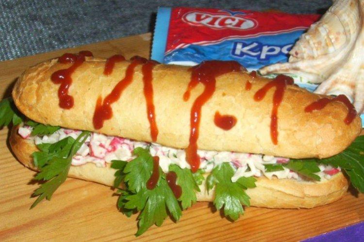 Hot Dog with Crab Sticks