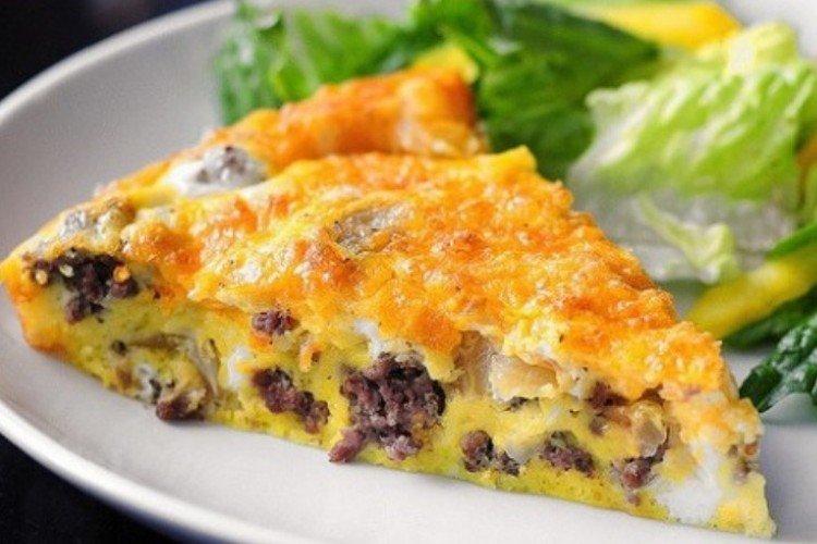 Omelet with Minced Meat in a Pan