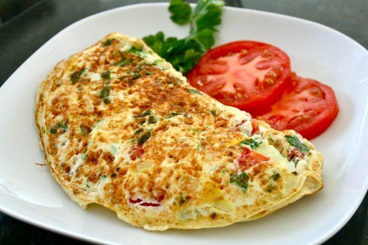 Omelet with Vegetables and Nuts