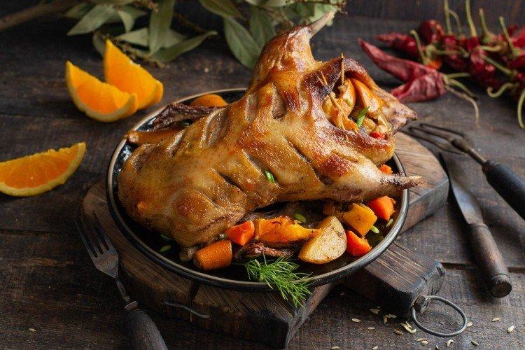 Pato con calabaza al horno