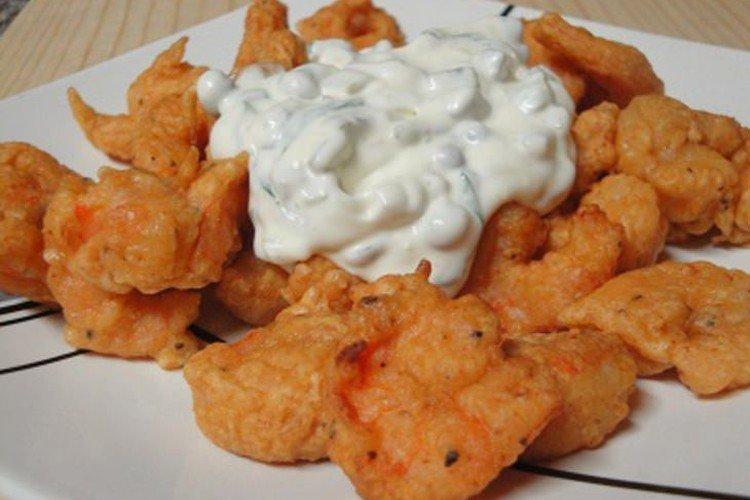Camarones rebozados con mostaza