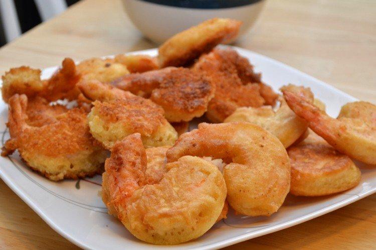Camarones rebozados con vino