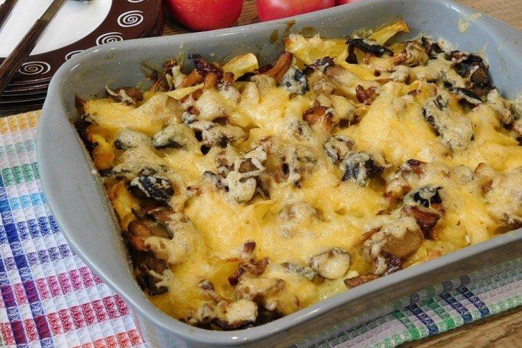 Schweinefleisch mit Kartoffeln und Pilzen
