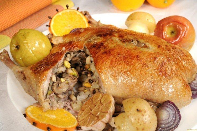 Baked Duck with Potatoes and Mushrooms