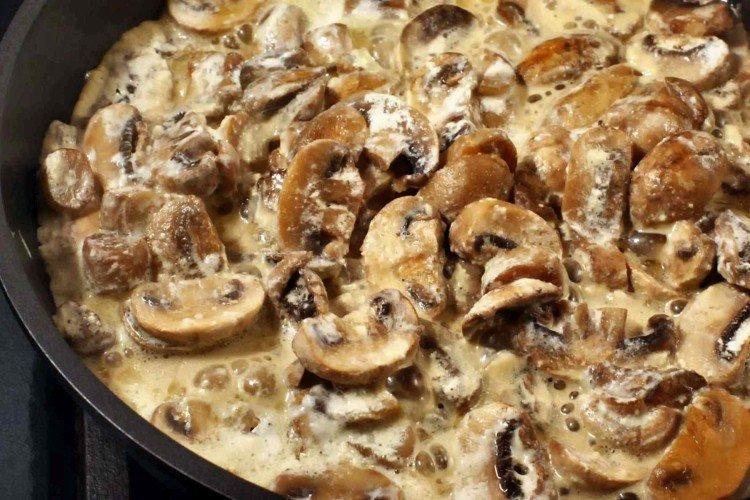 Champiñones con crema