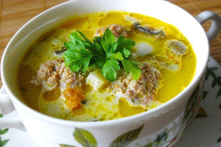 Käsesuppe mit Rindfleisch