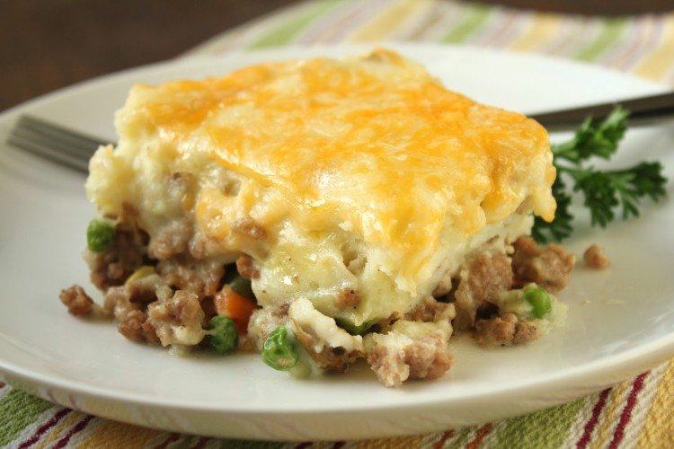 Potato Casserole with Minced Meat and Peas