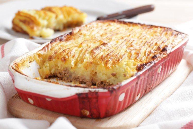 Potato Casserole with Minced Meat in Tomato Sauce