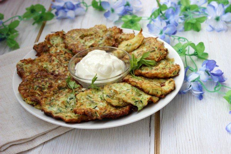 Tortitas de calabacín con champiñones