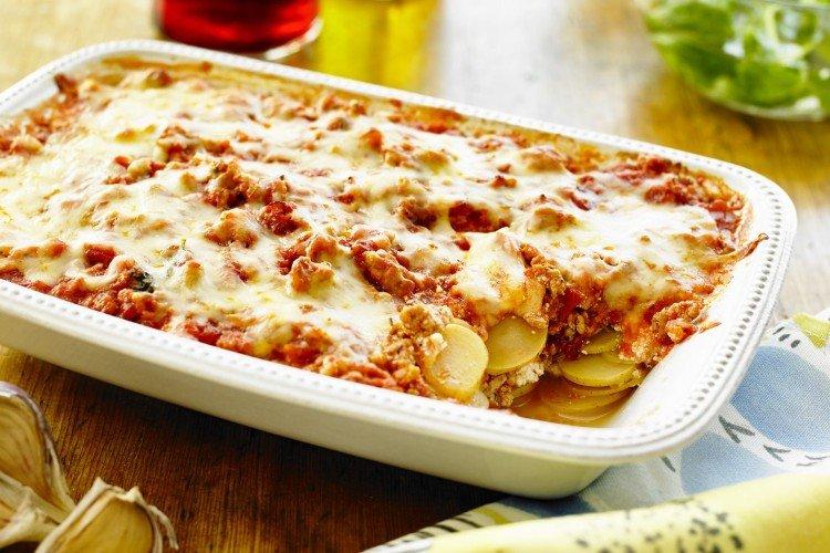 Lasaña de patata con carne picada
